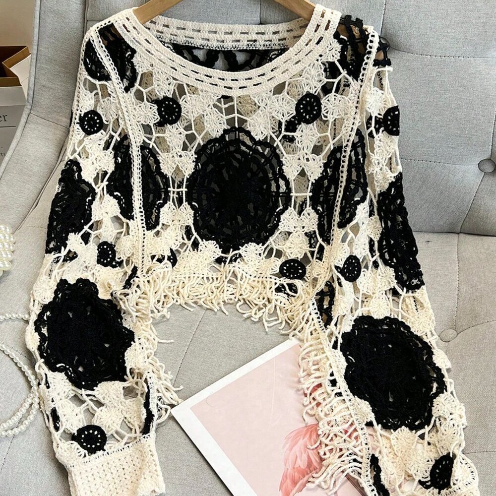 Black Casual Women's Asymmetrical Knit Pullover Shawl